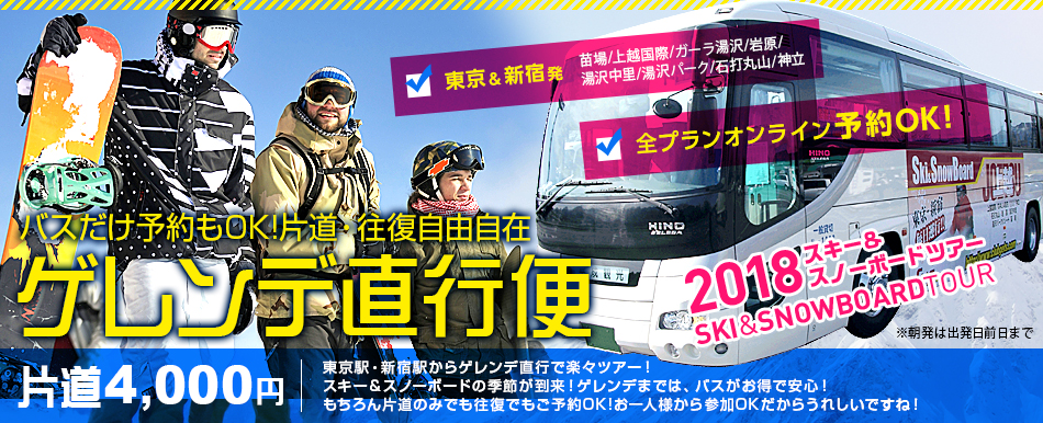 ゲレンデ直行便 ゲレンデ⇔東京・新宿 高速バスライナー